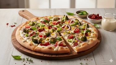 Garden Veggie Cashew-Drizzle Pizza