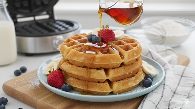 Golden Crispy-Fluffy Vegan Waffles recipe photo