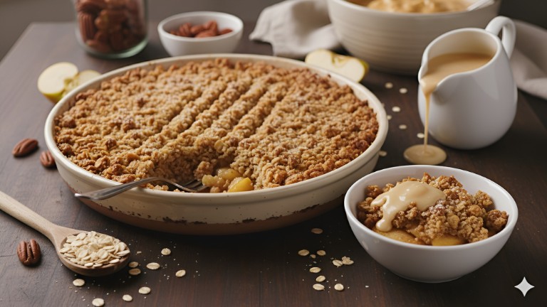 Golden Vegan Apple Crumble Bake recipe photo