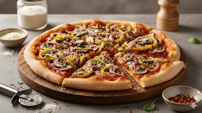 Loaded Weeknight Veggie Pizza Pie recipe photo