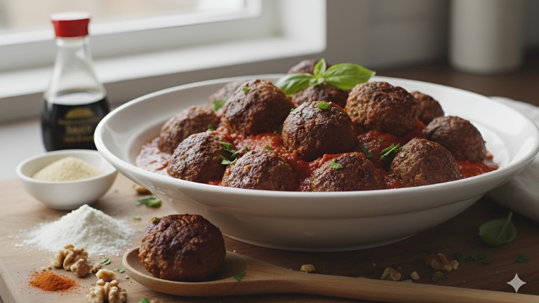 Oven-Baked Savory Vegan Meatballs recipe photo